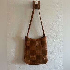 Vintage Brown Patchwork Leather Shoulder Bag